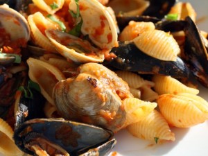 Provençal Clams and Mussels over Shells