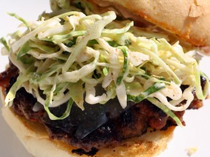 Chorizo Burger with Manchego and Paprika Slaw