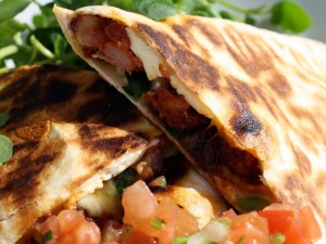 Chorizo Quesadillas with Watercress