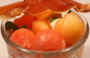 Melon, Mozzarella, and Rose Salad
