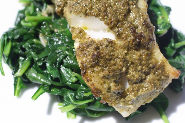 Working Girl Dinners: Pesto-Roasted Chilean Sea Bass with Super