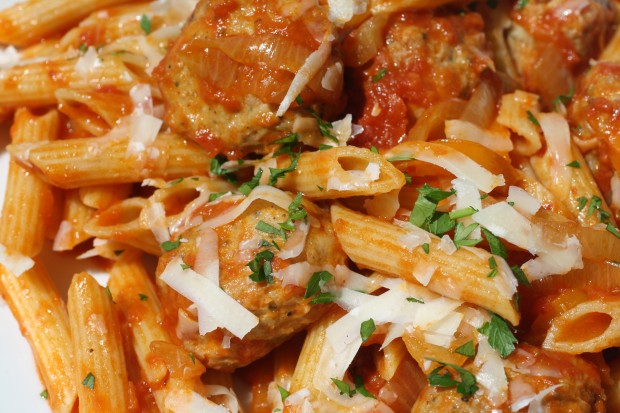 Spicy Penne with Meatballs