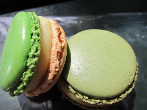 Olive Oil-Vanilla and Green Asparagus-Hazelnut Macarons