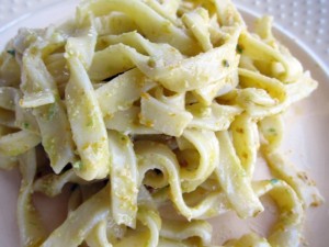 Tagliatelle with Zucchini Flower Pistou