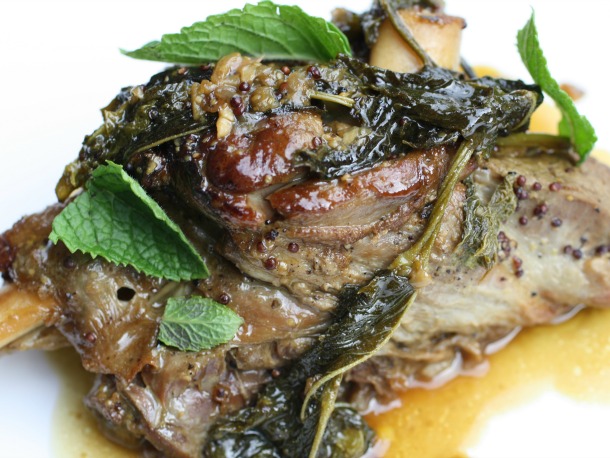 Braised Lamb with Mustard and Mint