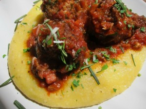 Turkey and Porcini Meatballs on Polenta