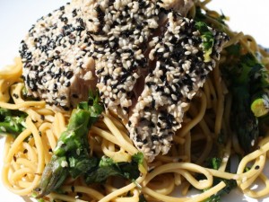 Sesame Tuna with Soy Lime Noodles