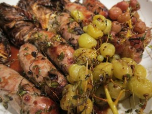Sausages Baked with Grapes