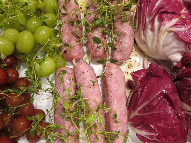 Sausages with Radicchio and Grapes Raw