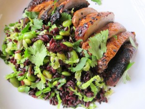 Miso Charred Mushroom and Black Rice Salad