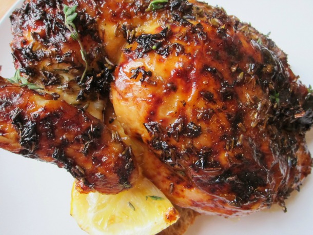 Lavender Lemon Spatchcocked Roast Chicken Half