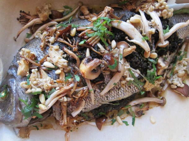 Whole Roasted Bream with Mushroom Pesto