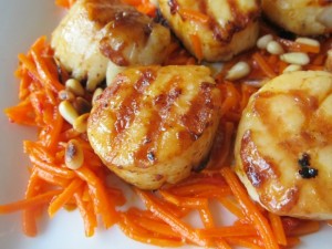 Scallops with Red Harissa Carrots
